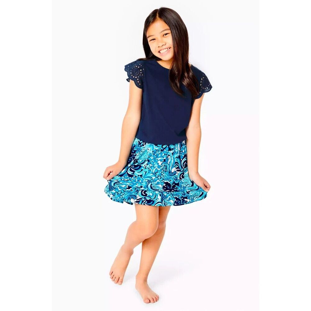 Lilly Pulitzer Girls Tania Romper Dress Eyelet Embroidered S 4-5 Years 288408